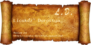 Licskó Dorottya névjegykártya